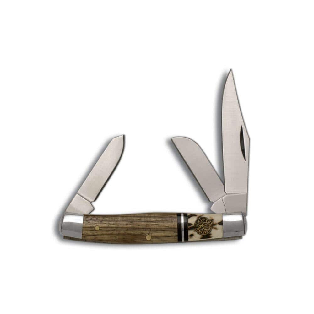ABKT Roper Stockman Laredo Knife 3 Blades Stag/Wood
