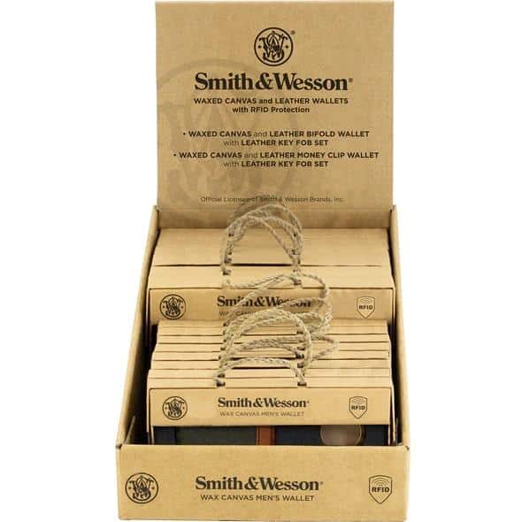 Smith & Wesson Men's Wax Canvas Wallet Gift Set Display 12/ct