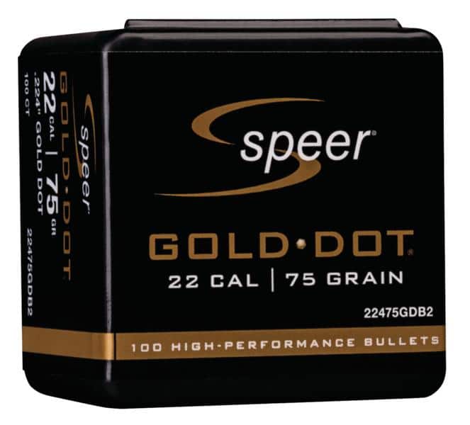 Speer Gold Dot Component Rifle Bullets .224 cal .224" 75 gr GOLD DOT SP - 100/Box