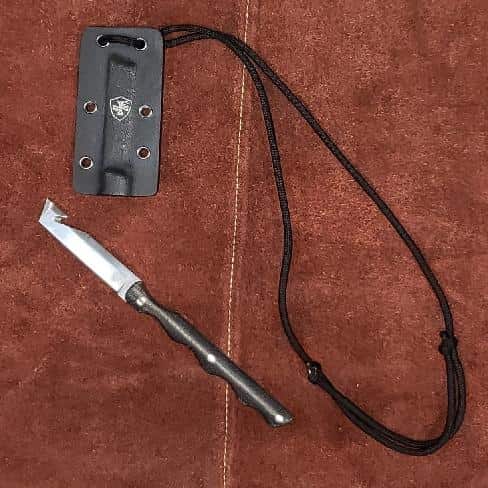 Templar Neck Knife Black Powder D2 Tanto Silver