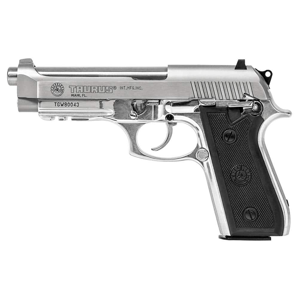 Taurus 92 Handgun 9mm Luger 17rd Magazine 5" Barrel High polish Stainless Slide/ Black Grip