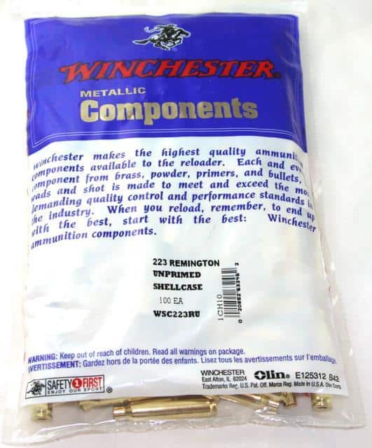 Winchester Unprimed Brass Rifle Cartridge Cases 100/ct .223 Rem