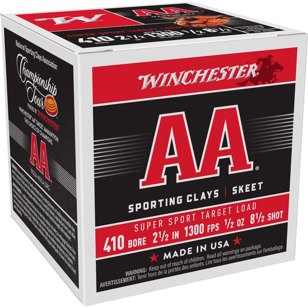 Winchester AA Sporting Clays Shotshells 410 ga 2-1/2" 1/2oz #8.5 1300 fps 25/ct