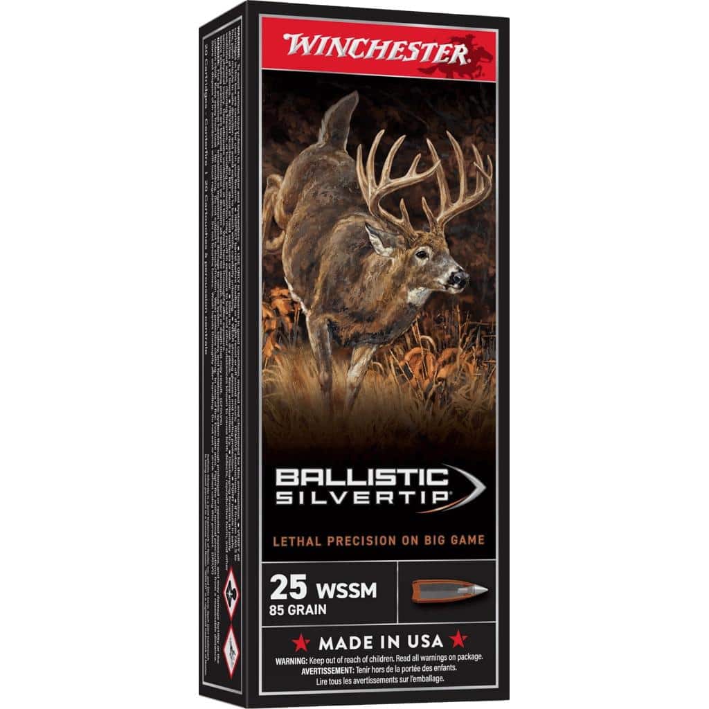 Winchester Ballistic SilverTip Rifle Ammunition .25 WSSM 85 gr. PT 3470 fps 20/ct