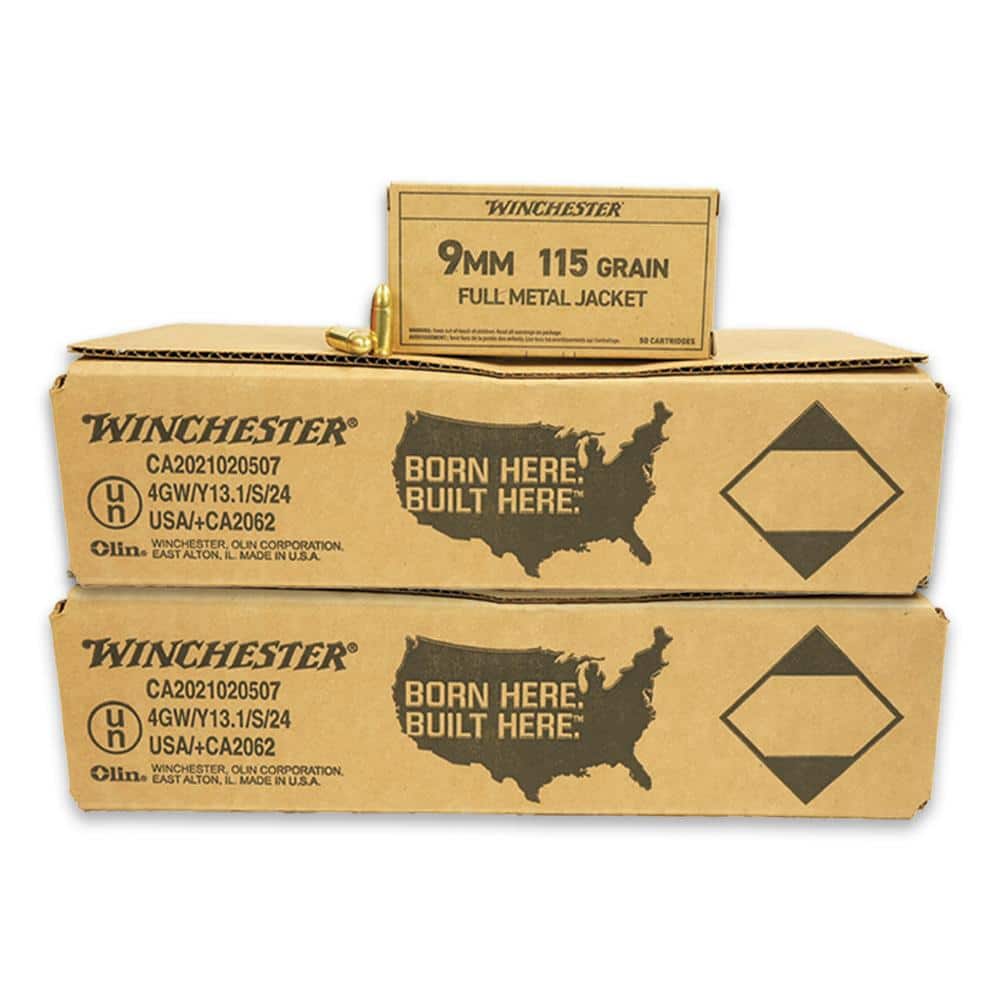Winchester Service Grade Handgun Ammunition 9mm Luger 115 gr. FMJ 1300 fps 1000/ct (20-50/ct Boxes)