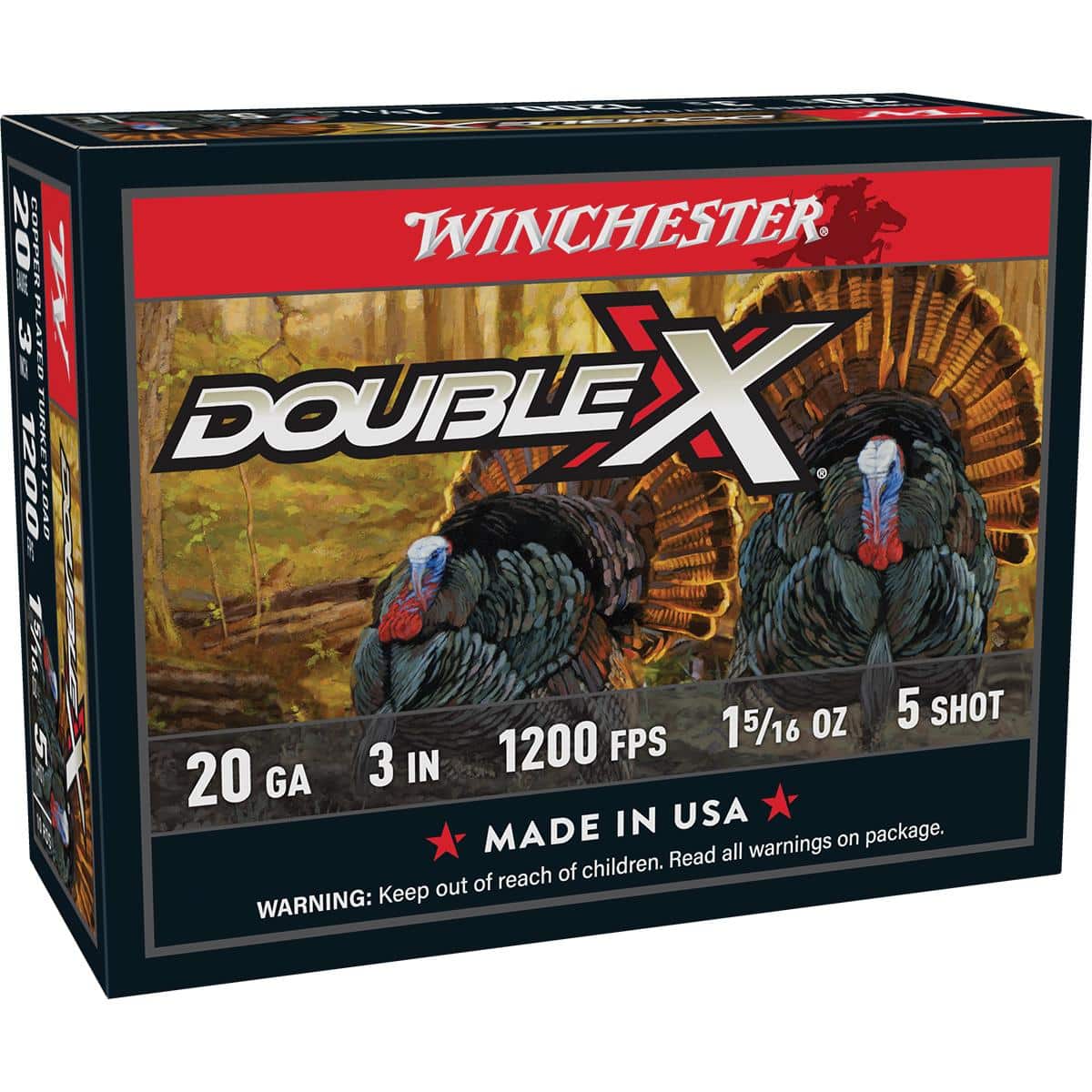 Winchester Double X Turkey Load Shotshells 20 ga 3" MAX 1-5/16 oz #5 1200 fps 10/ct