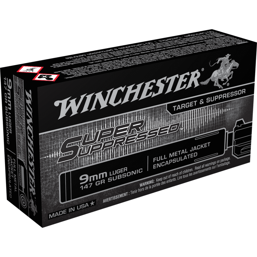 Winchester Super Suppressed Handgun Ammunition 9mm Luger 147 gr. FMJE 990 fps 50/ct