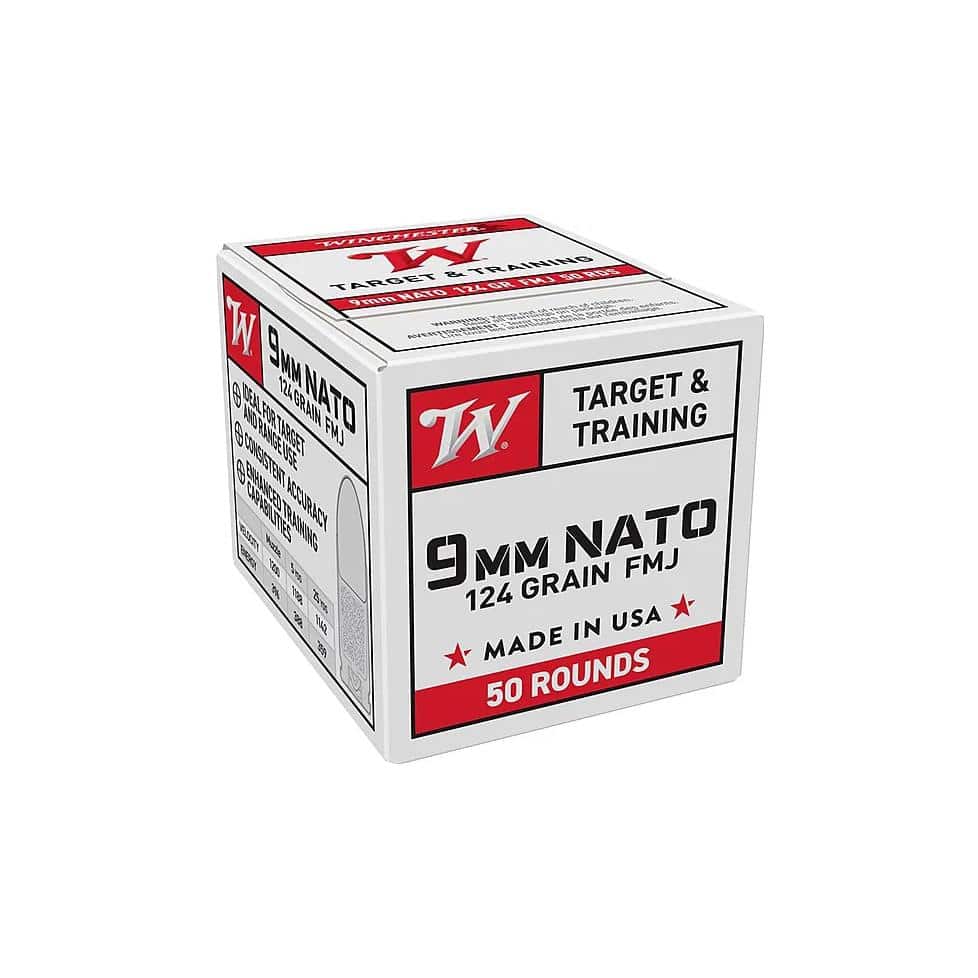 Winchester USA Target & Training NATO Handgun Ammunition 9mm Luger 124 gr. FMJ 1140 fps 50/ct