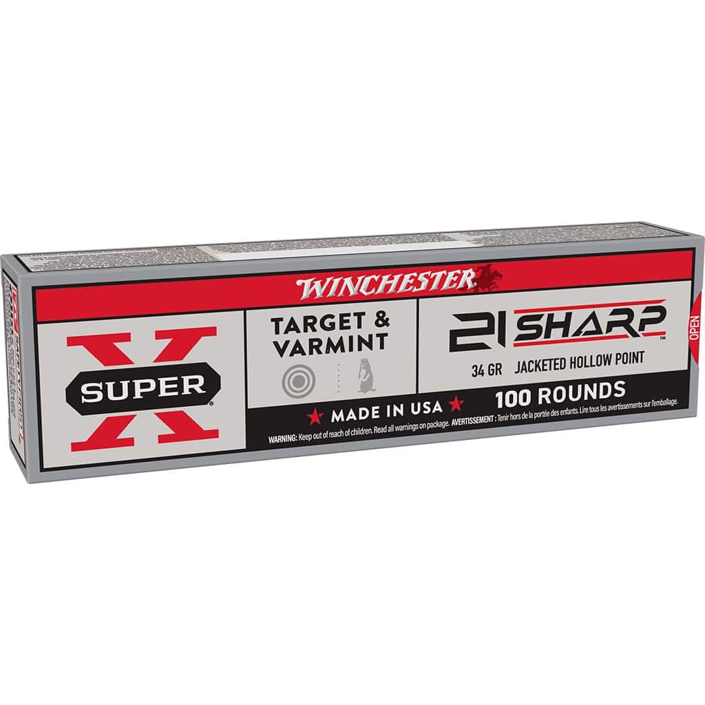 Winchester Game & Target Rimfire Ammunition 21 Sharp 34gr JHP 1500fps 100/ct