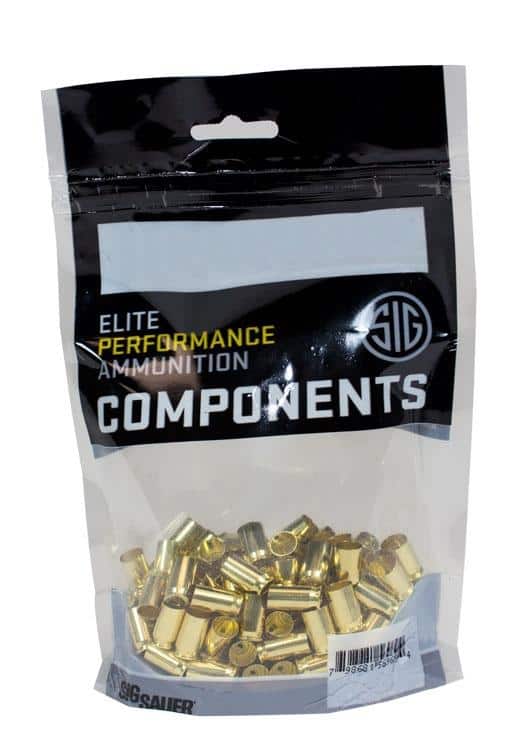 Sig Sauer Unprimed Brass Handgun Cartridge Cases 9mm Luger 100/ct
