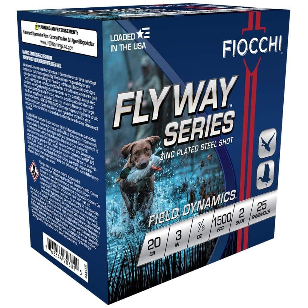 Fiocchi Flyway Steel Shotshells 20 ga 3" 7/8oz 1500 fps #2 25/ct