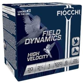 Fiocchi High-Velocity Hunting Load 20 ga 2 3/4" 2 3/4 dr 1 oz #6 1220 fps 25/ct