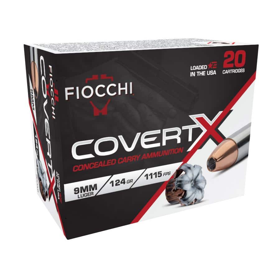 Fiocchi CovertX Handgun Ammunition 9mm Luger 124gr JHP 1115 fps 20/ct