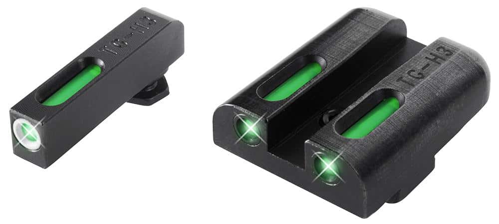 Truglo TFX Tritium/Fiber-Optic Day/Night Sights Fits GLOCK 17 / 17L 19 22 23 24 26 27 33 34 35 38 AND 39 - White Outline Front/Rear Green