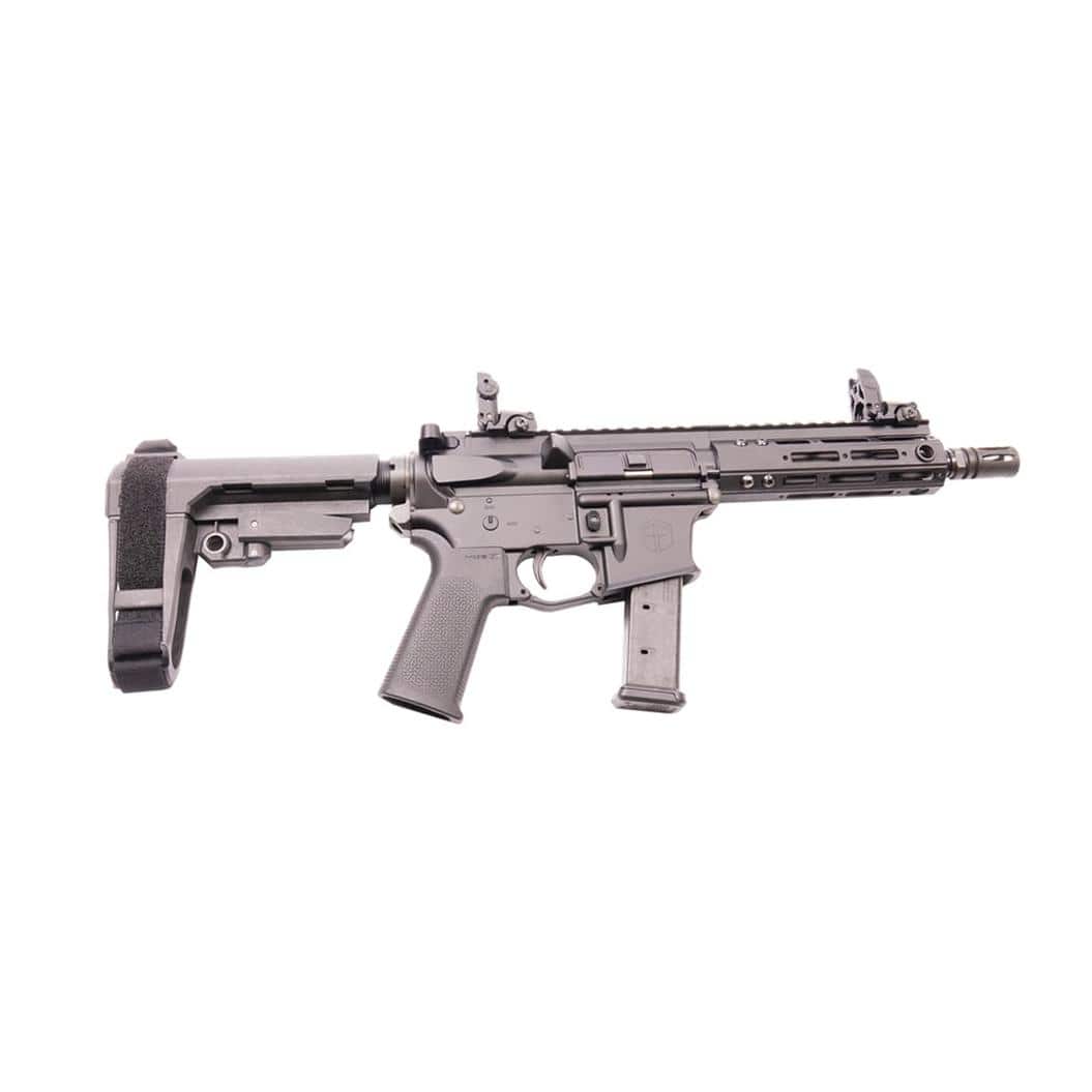 Alpha Foxtrot AF9-G.Pistol 9mm Luger 20rd Magazine 7.5" Barrel Blowback Operation Anodized Black Brace
