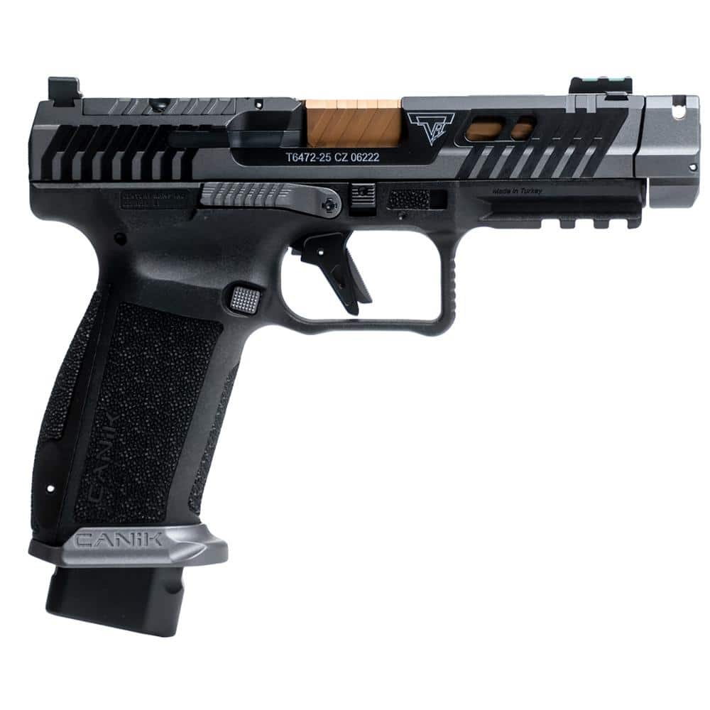 Canik TTI Combat Handgun 9mm Luger 18rd Magazines (2) 4.6" Ported Gold Barrel Smoke