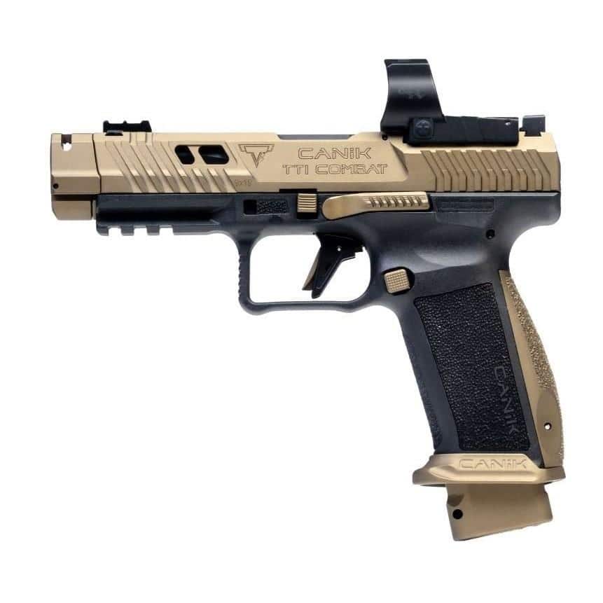 Canik TTI Combat Handgun 9mm Luger 18rd Magazines (2) 4.6" Barrel Black and Bronze with Mecanik M03 Optic