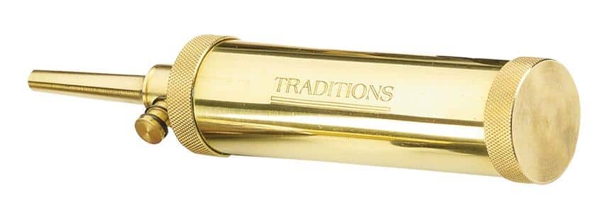 Traditions Muzzleloader Deluxe Tubular Brass Flask with Valve - 2 oz