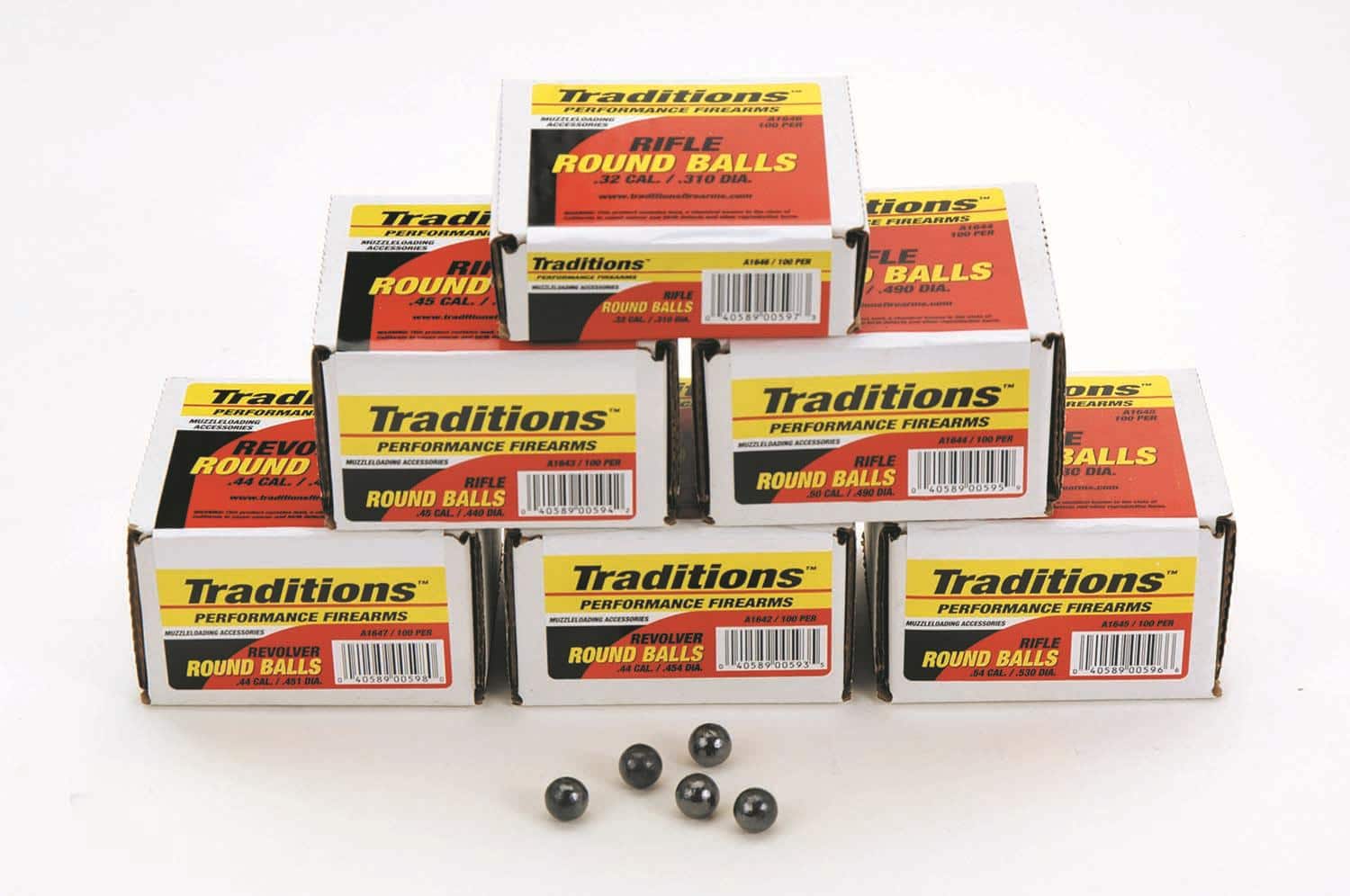 Traditions Muzzleloader Revolver Round Ball - Bulk Pack .44 cal .454" 140 gr  100/ct