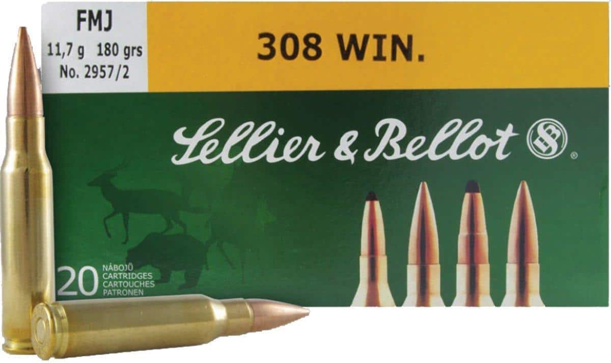 Sellier & Bellot Rifle Ammunition .308 Win 180 gr FMJ  - 20/box