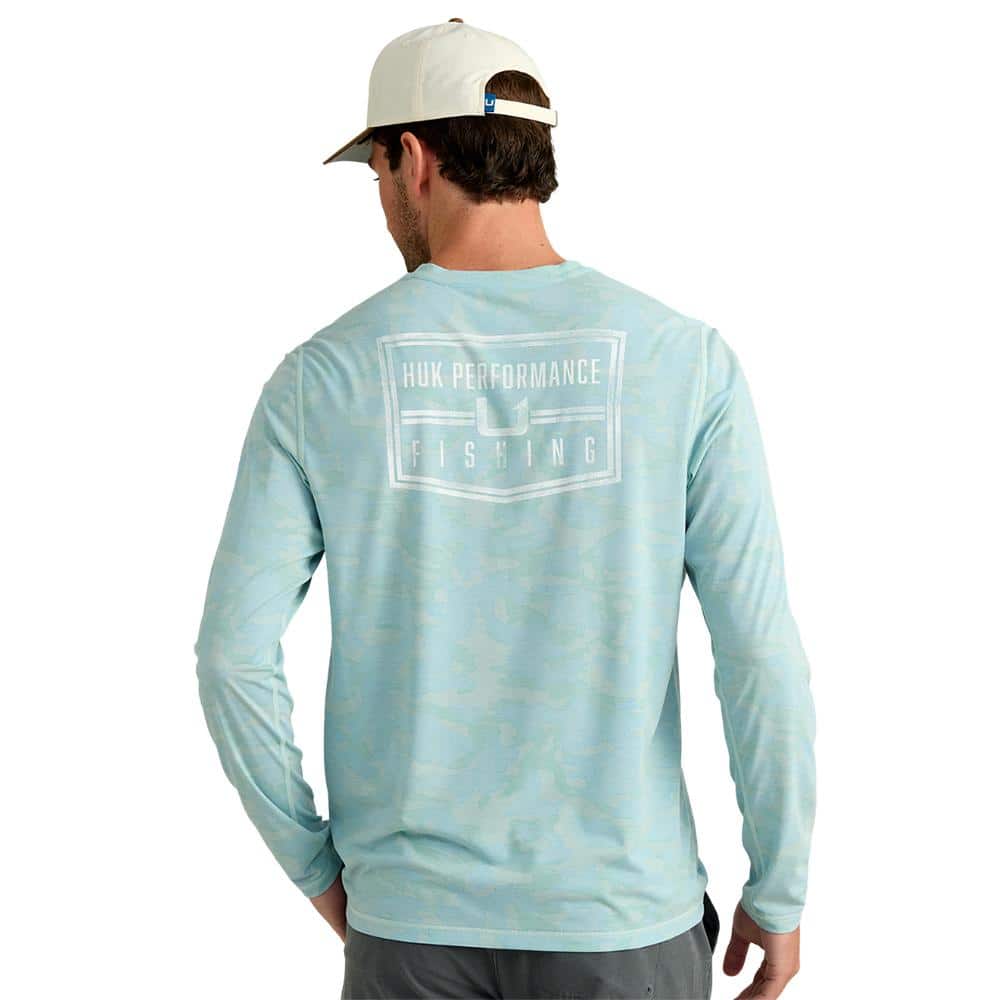 Huk Drift Performance Long Sleeve Shirt Heron Blue 2XL