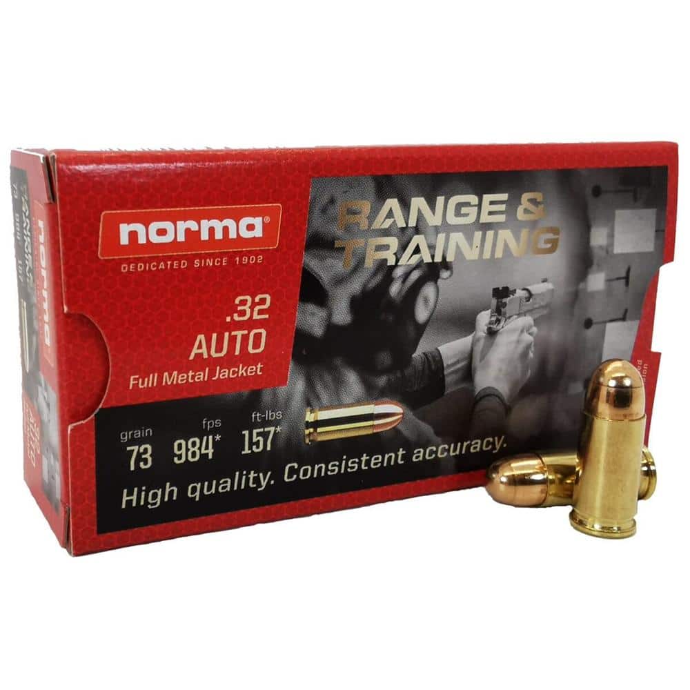 Norma Range and Training Handgun Ammunition .32 ACP 73gr FMJ 984 fps 50/ct