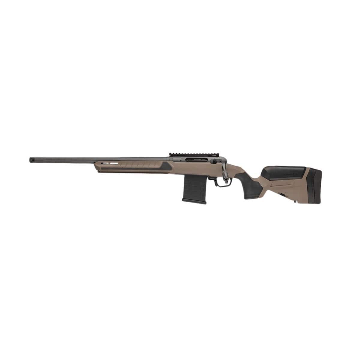 Savage 110 Core Tactical Left Hand Rifle .308 Win 10rd Magazine 24" Platinum Cerakoted Fluted Threaded Barrel Tan Stock