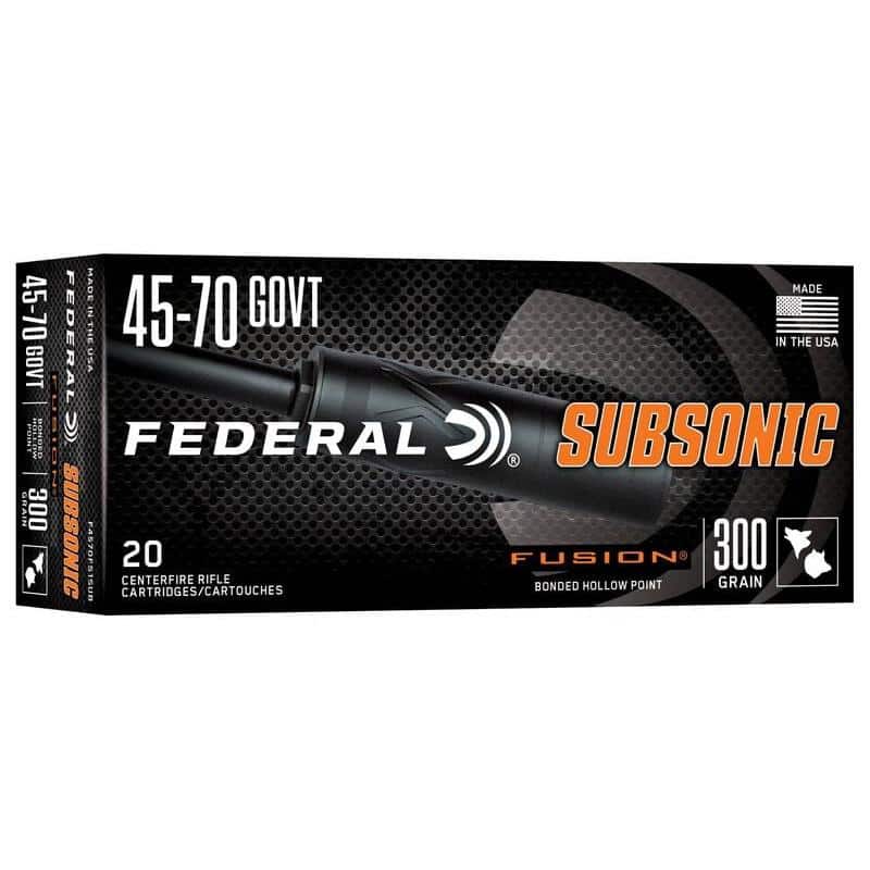 Federal Fusion Subsonic Rifle Ammunition .45-70 Govt 300gr SP 1000 fps 20/ct