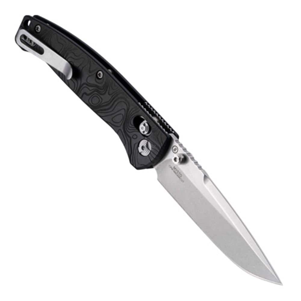 Hogue Mysto Folder Knife 3-2/5 Drop Point Blade Black Diamond Metal