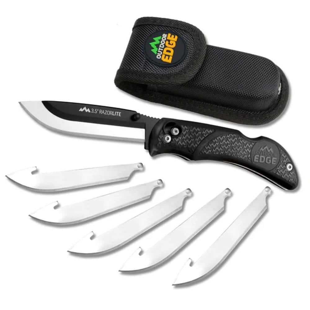 Outdoor Edge RazorPro L Replaceable Blade Hunting Knife 3-1/2" Drop Point Blade Black