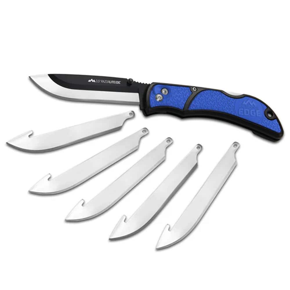 Outdoor Edge RazorEDC Lite Replaceable Blade Folding Knife 3-1/2" Drop Point Blade Blue