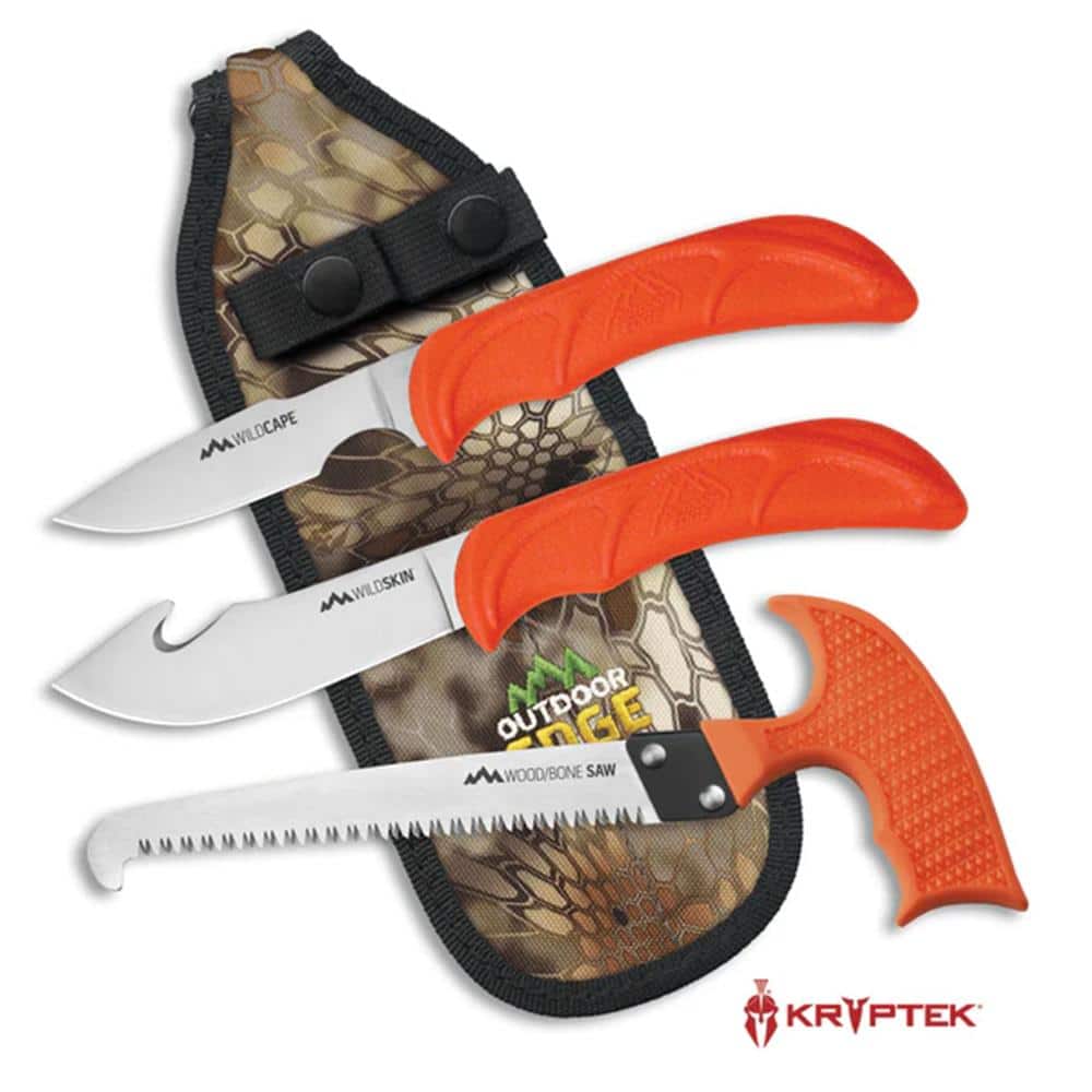 Outdoor Edge WildGuide 3-Piece Field Dressing Combo with Caping Knife/Skinner/Saw