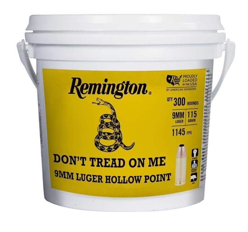 Remington UMC 250th Anniversary "Don't Tread On ME" Ammunition 9mm Luger 115gr JHP 1145 fps 300/ct
