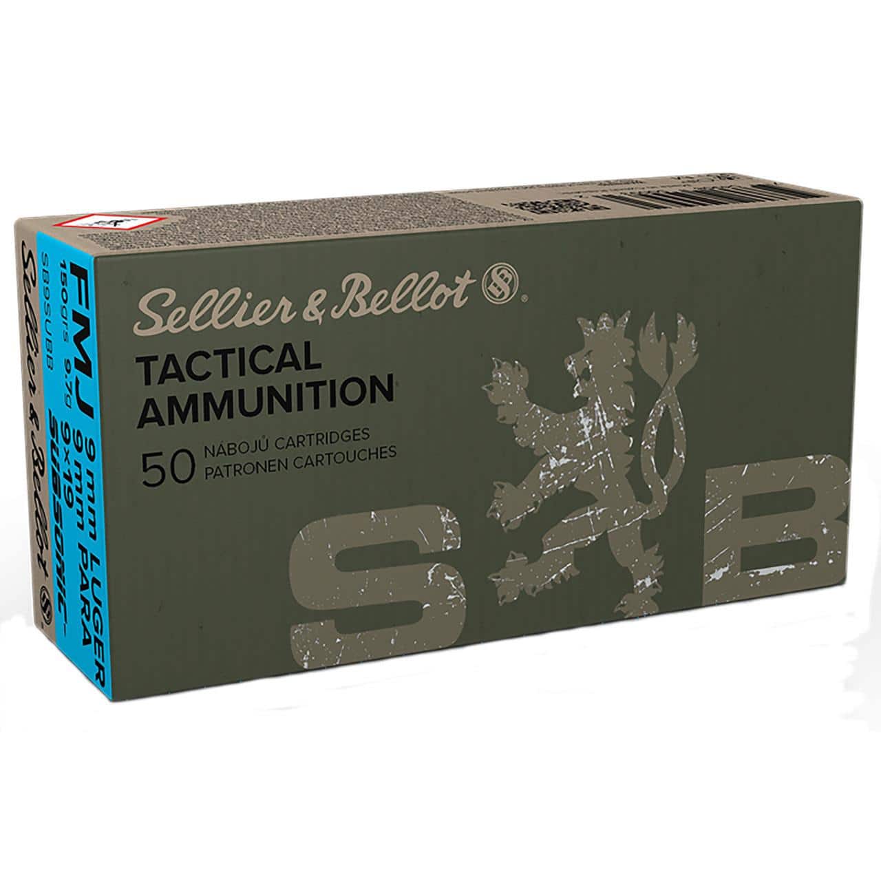 Sellier & Bellot Subsonic Handgun Ammunition 9mm Luger 150gr FMJ 1000 fps 20/ct