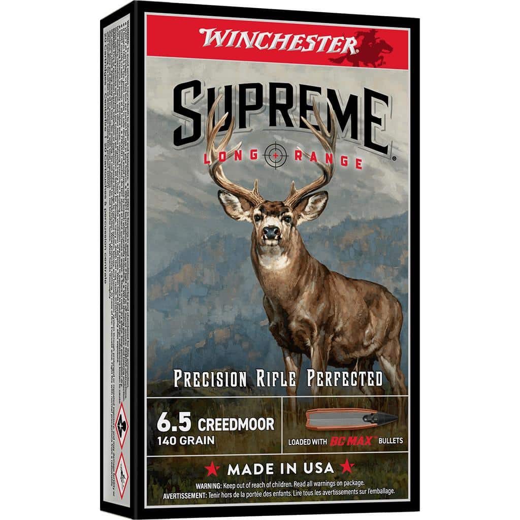 Winchester Supreme Long Range Rifle Ammunition 6.5 Creedmoor 140gr PT 2570 fps 20/ct