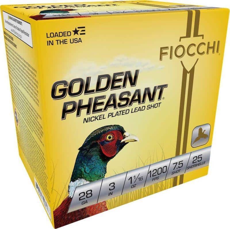 FIOCCHI Golden Pheasant Shotshells 28ga 3" 1-1/16oz 1200 fps #7.5  25/ct