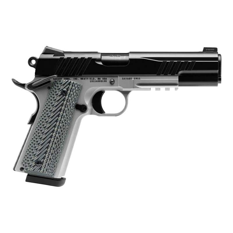Savage 1911 Gov't Style Handgun 9mm Luger 10rd Magazines (1) 5" Barrel Black and Stainless with Rail -DEMO