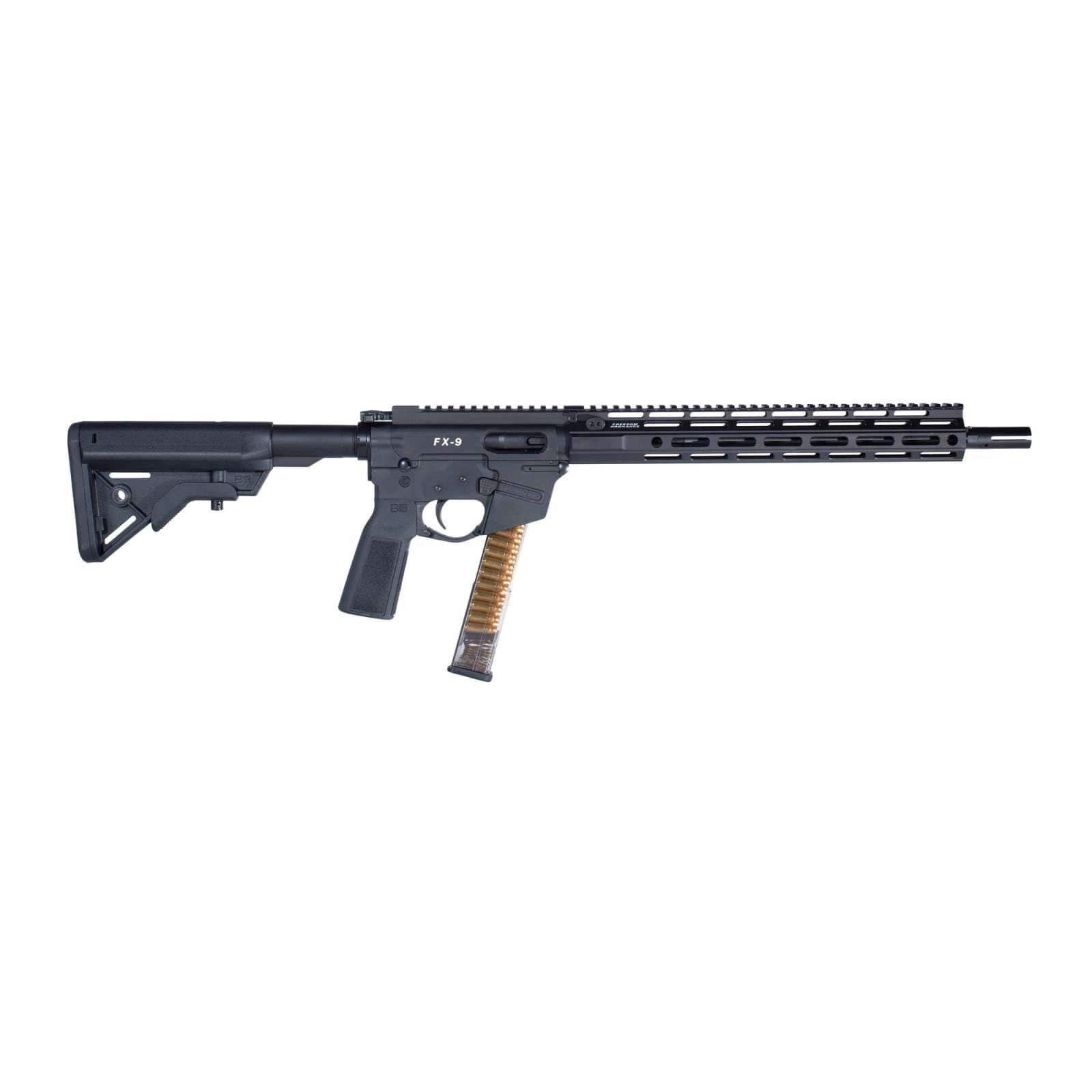 Freedom Ordnance FM9D Beltfed Rifle 9mm Luger 100 rd Belt Bag/33rd Glock Style Mag16" Barrel Black Picatinny Rail