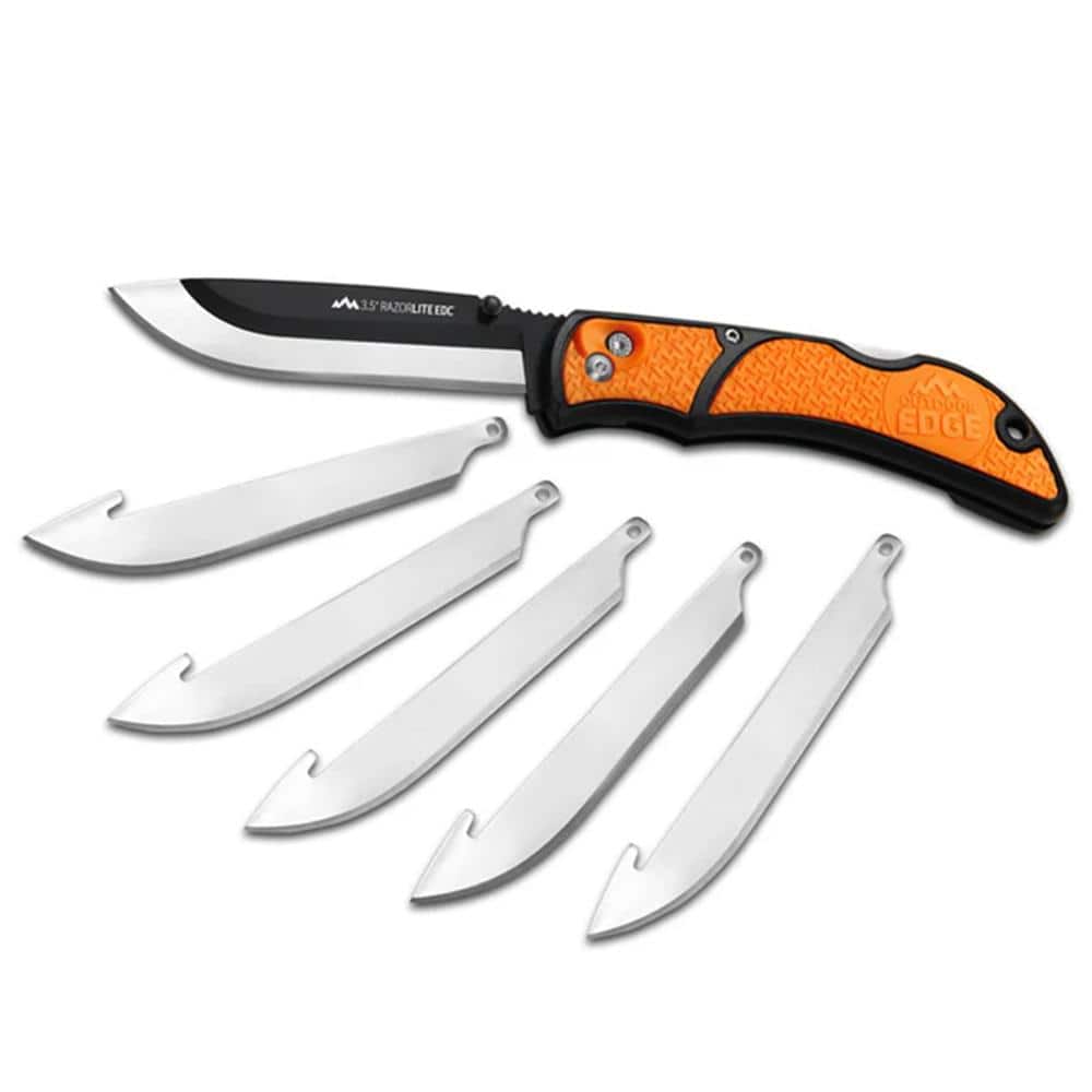 Outdoor Edge RazorEDC Lite Replaceable Blade Folding Knife 3-1/2" Drop Point Blade Orange