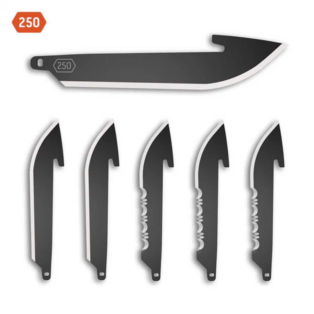 Outdoor Edge 2-1/5" Drop Point Blade Pack 3/ct Half Serration 3/ct Plain Black