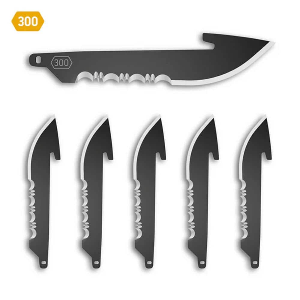 Outdoor Edge 3" Drop Point Blade Pack Half Serration Black 6/ct