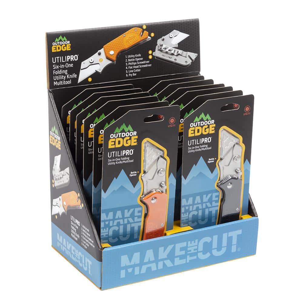 Outdoor Edge Utilipro PDQ Knife Display 6/ct Orange 6/ct Black