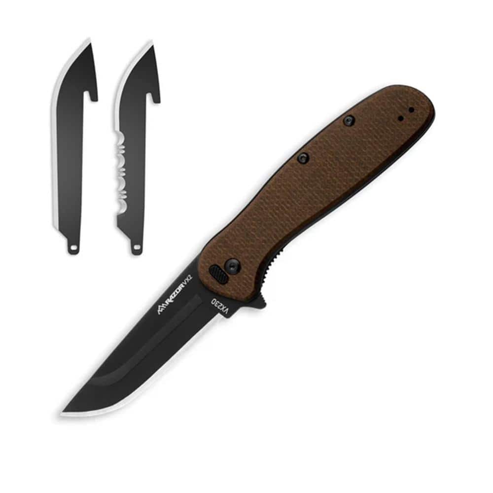 Outdoor Edge Razor VX2 Replaceable Blade Folding Knife 3" Drop Point Blade Brown