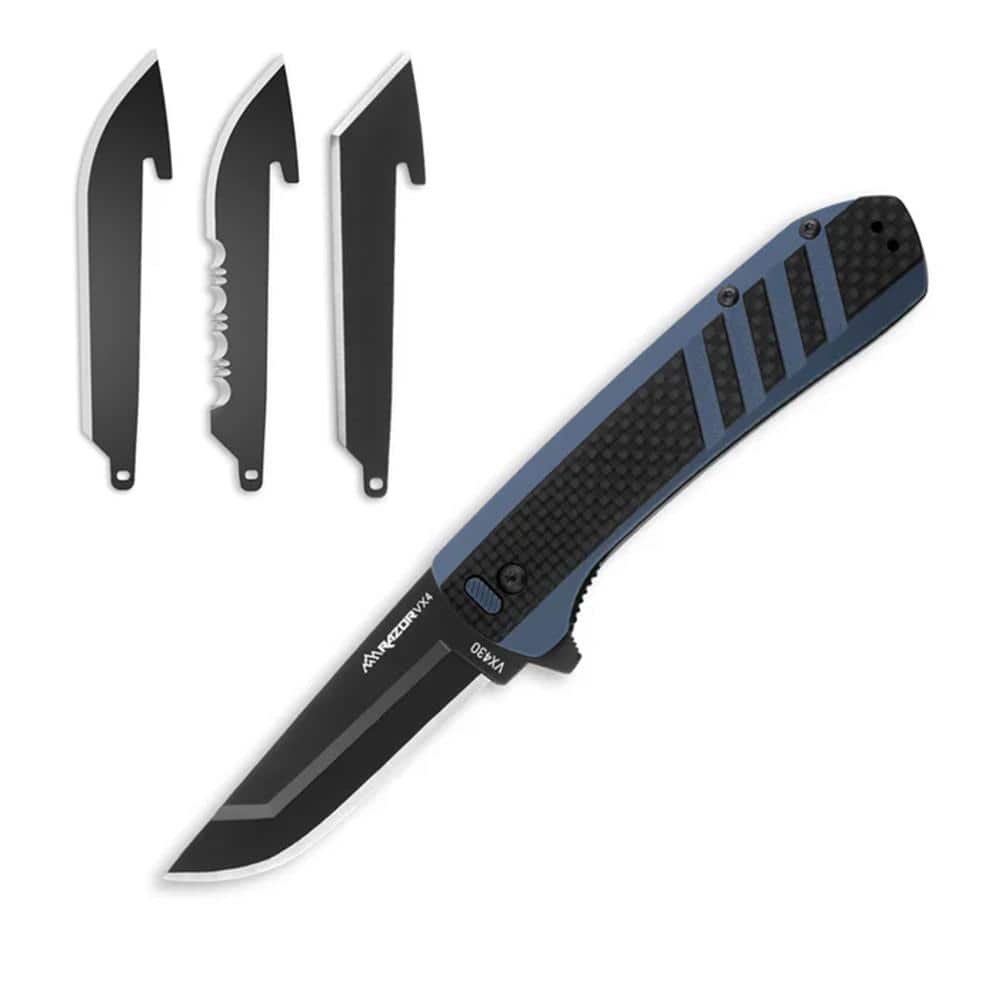 Outdoor Edge Razor VX4 Replaceable Blade Folding Knife 3" Drop Point Blade Blue