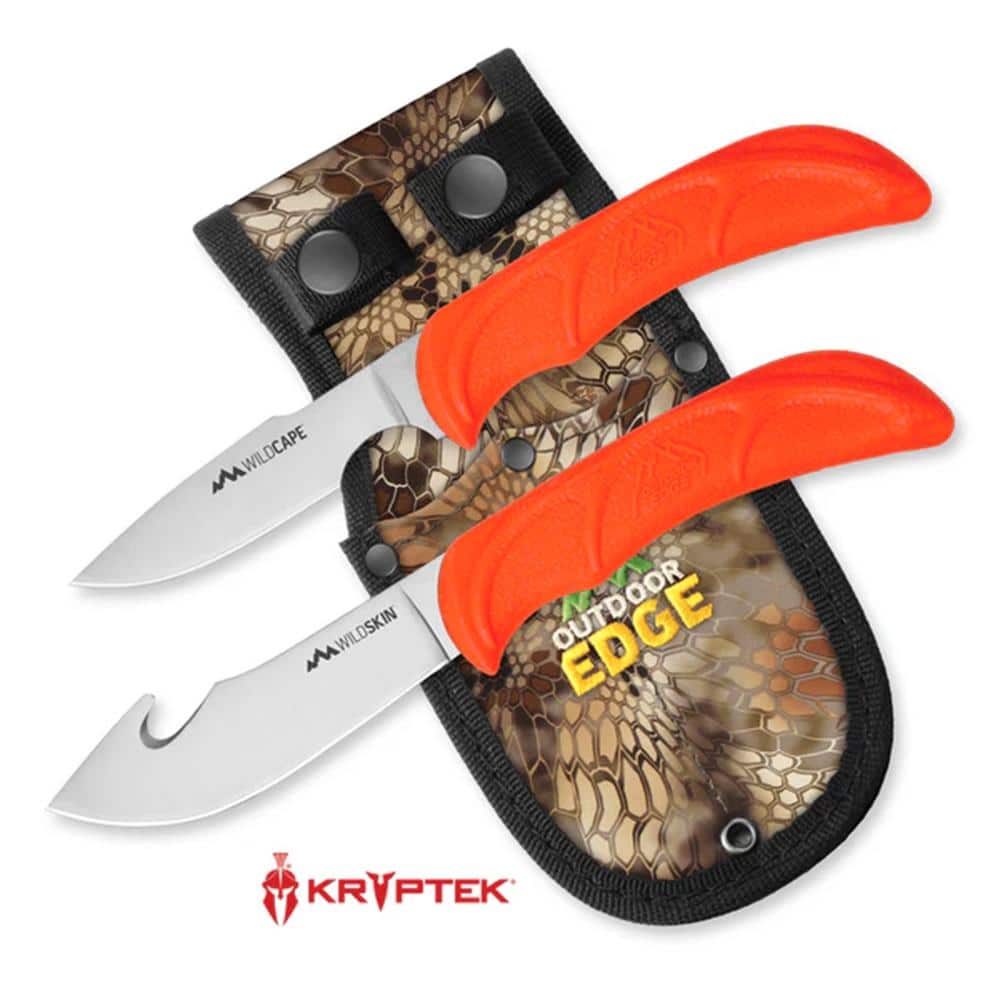 Outdoor Edge Wildpair Knife Combo 4" Gut-Hook Skinner Blade & 2-1/2" Caping Blade Orange