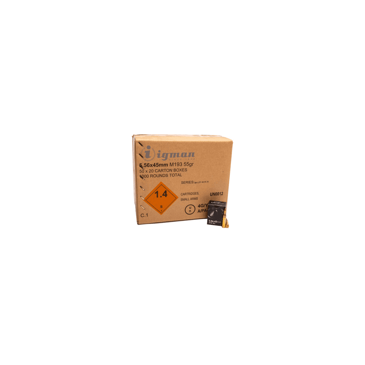Igman M193 Rife Ammunition 5.56mm 55gr FMJ 3180 fps 20/ct