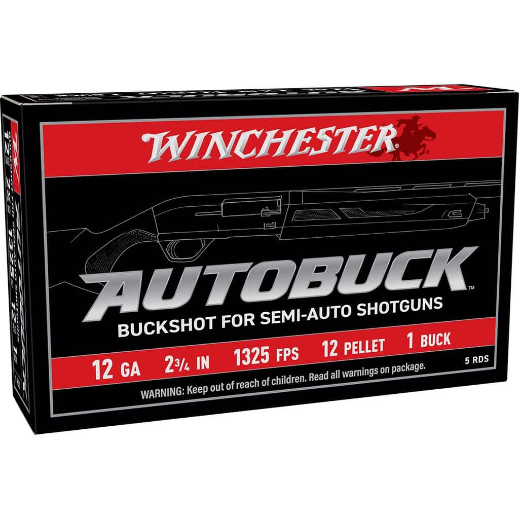 Winchester Autobuck Shotshells 12ga 2-3/4" 12plts 1325 fps #1 5/ct