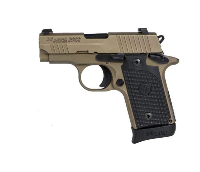 SIG P238 Pistol 380ACP 6Rd/7Rd Mags (1)  2.7" Barrel EMP Scorpion FDE SAO Siglite Sights Black G10 GRIP