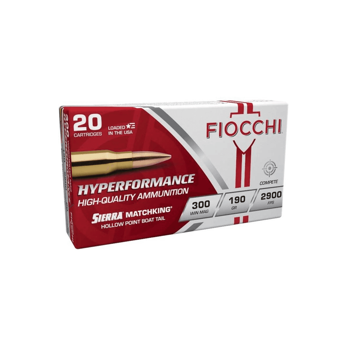 FIOCCHI Hyperformance MatchKing Rifle Ammunition 300 Win Mag 190gr OTM 2900 fps 20/ct