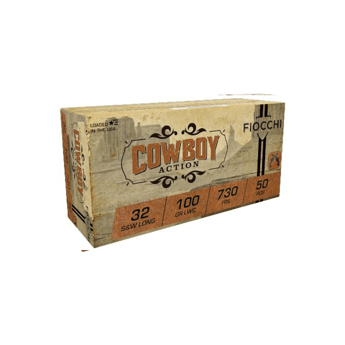 FIOCCHI Cowboy Action Handgun Ammunition 32 S&W LONG 100gr LWC 730 fps 50/ct